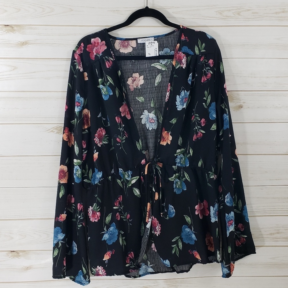 Persaya Tie Front Top SZ: 3X